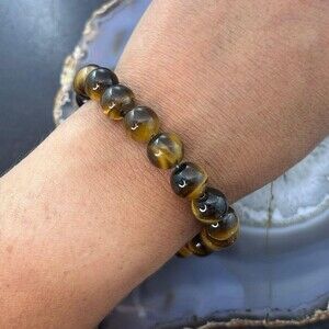 Carolyn Pollack Sterling Tigers Eye Beaded w/Horse Head Clasp Bracelet For Women